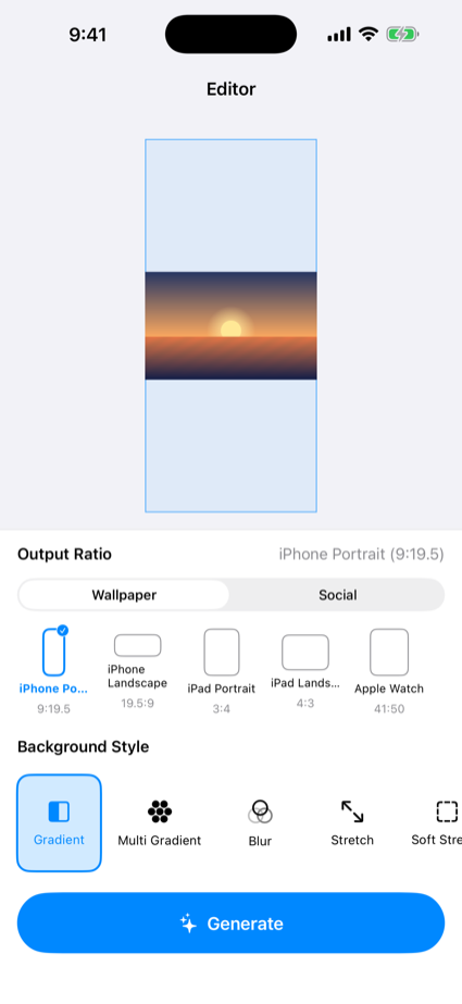 The editor with background styles