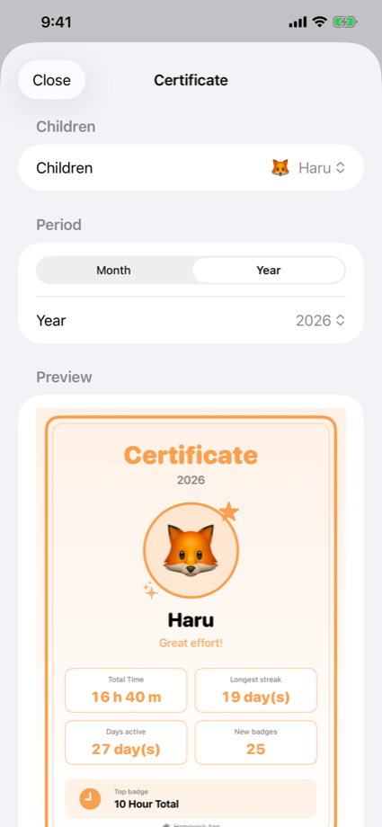 A printable certificate PDF