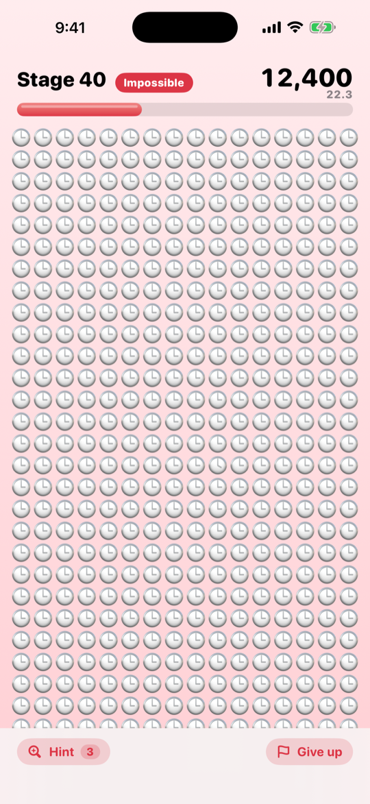 Stage 40 on Impossible, with 510 emoji